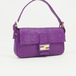 Alternative view of FENDI PURPLE LEATHER LOGO BAGUETTE