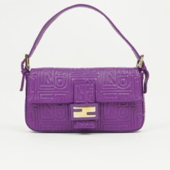 FENDI PURPLE LEATHER LOGO BAGUETTE