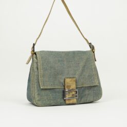 Alternative view of FENDI MAMA DENIM BAGUETTE WITH LIZARD TRIM