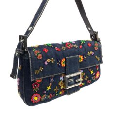 Alternative view of FENDI DENIM BEADED BAGUETTE BAG