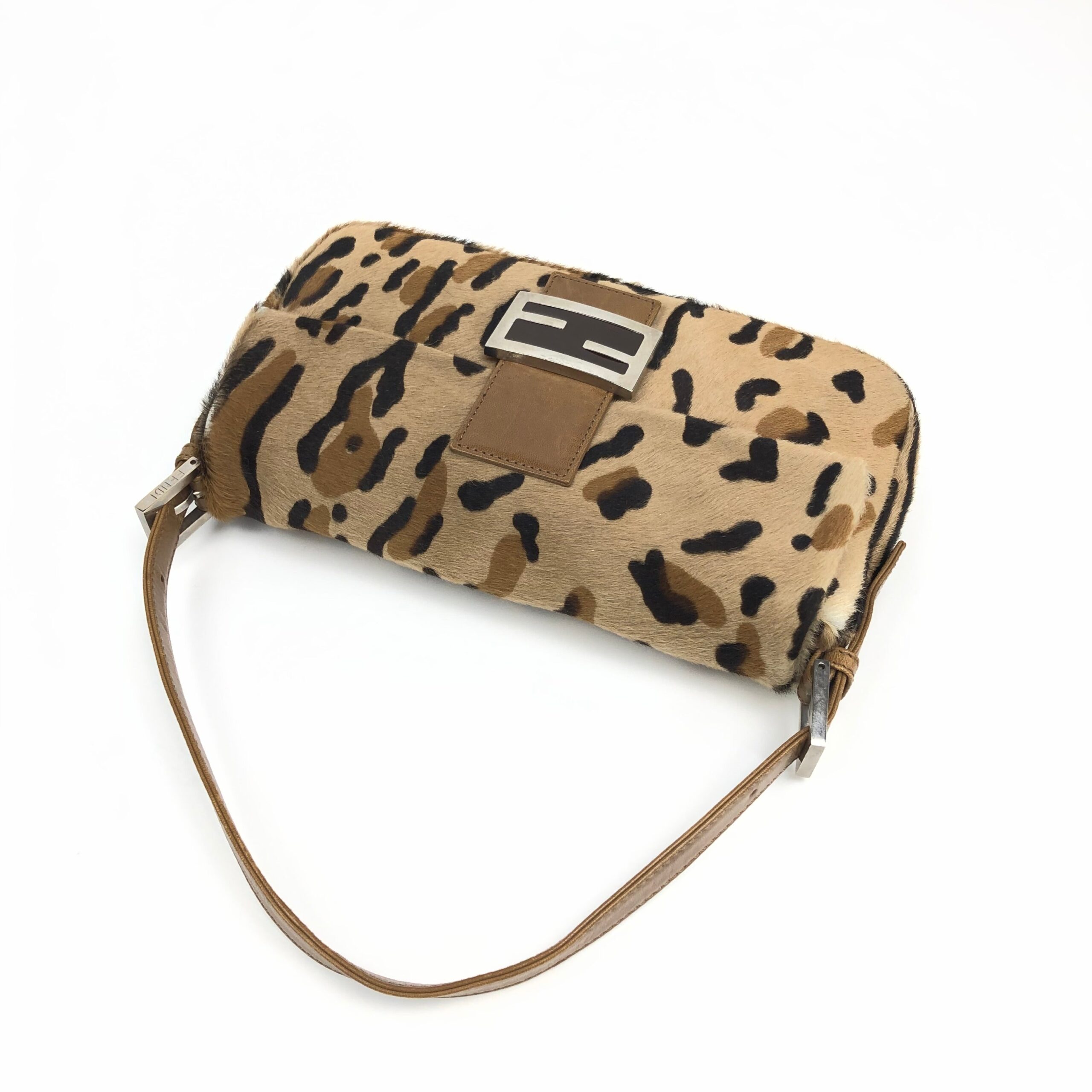 FENDI LEOPARD CALF HAIR BAGUETTE SHOULDER BAG - Image 4