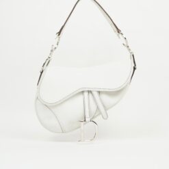 CHRISTIAN DIOR WHITE LEATHER SADDLE BAG
