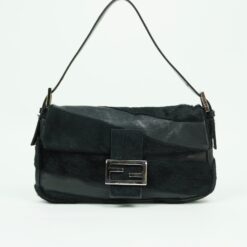 FENDI CALF HAIR AND LEATHER BAGUETTE
