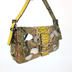 Alternative view of FENDI MULTI COLOUR PYTHON SNAKESKIN BAGUETTE BAG WITH METAL/MIRROR DETAILING