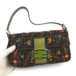 Alternative view of FENDI ZUCCA FLORAL BEADED BAGUETTE BAG WITH EXOTIC LIZARD DETAILING