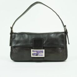 FENDI LEATHER BAGUETTE WITH MARBLE BUCKLE