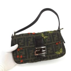 Alternative view of FENDI ZUCCA CASHMERE WOOL BAGUETTE SHOULDER BAG