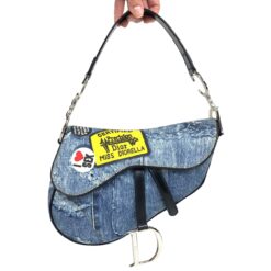 CHRISTIAN DIOR DIORELLA DENIM SADDLE BAG