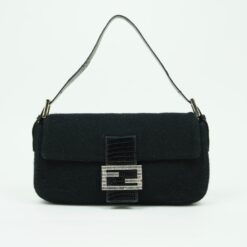 FENDI DIAMANTE CASHMERE BAGUETTE WITH LIZARD TRIM