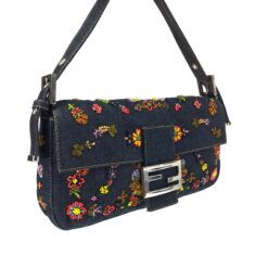 Alternative view of FENDI DENIM BEADED BAGUETTE SHOULDER BAG