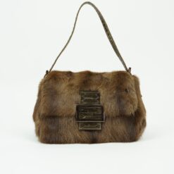 FENDI FUR BAGUETTE WITH SNAKESKIN TRIM