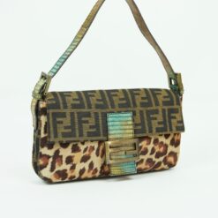 Alternative view of FENDI LEOPARD CALF HAIR ZUCCA BAGUETTE WITH EXOTIC LIZARD DETAILING