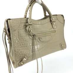 Alternative view of BALENCIAGA CROCODILE EMBOSSED LEATHER CITY BAG