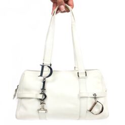 CHRISTIAN DIOR LEATHER BAG WITH SILVER HARDWARE