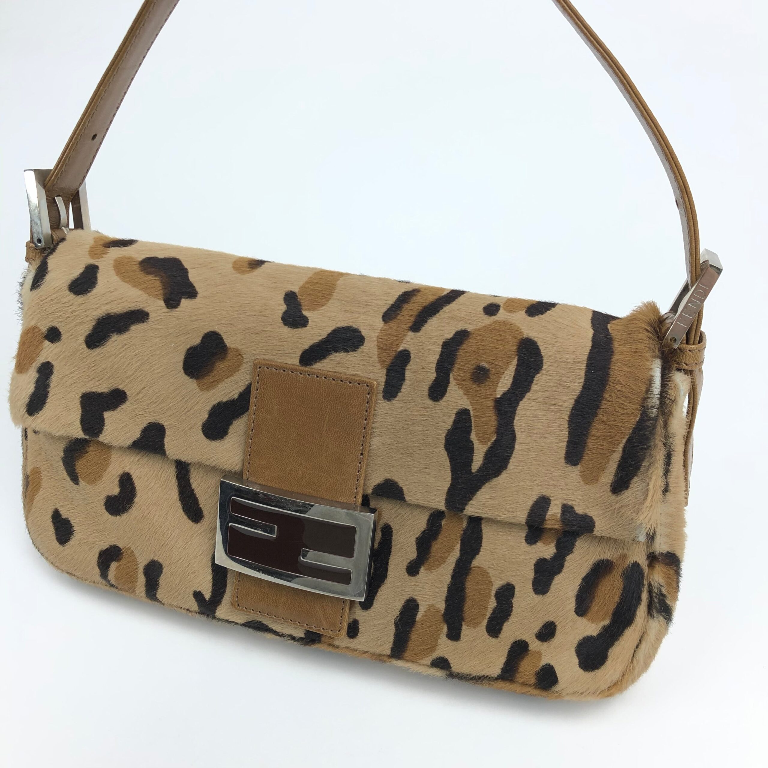 FENDI LEOPARD CALF HAIR BAGUETTE SHOULDER BAG - Image 6