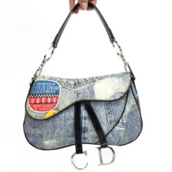 CHRISTIAN DIOR DENIM DOUBLE SADDLE BAG