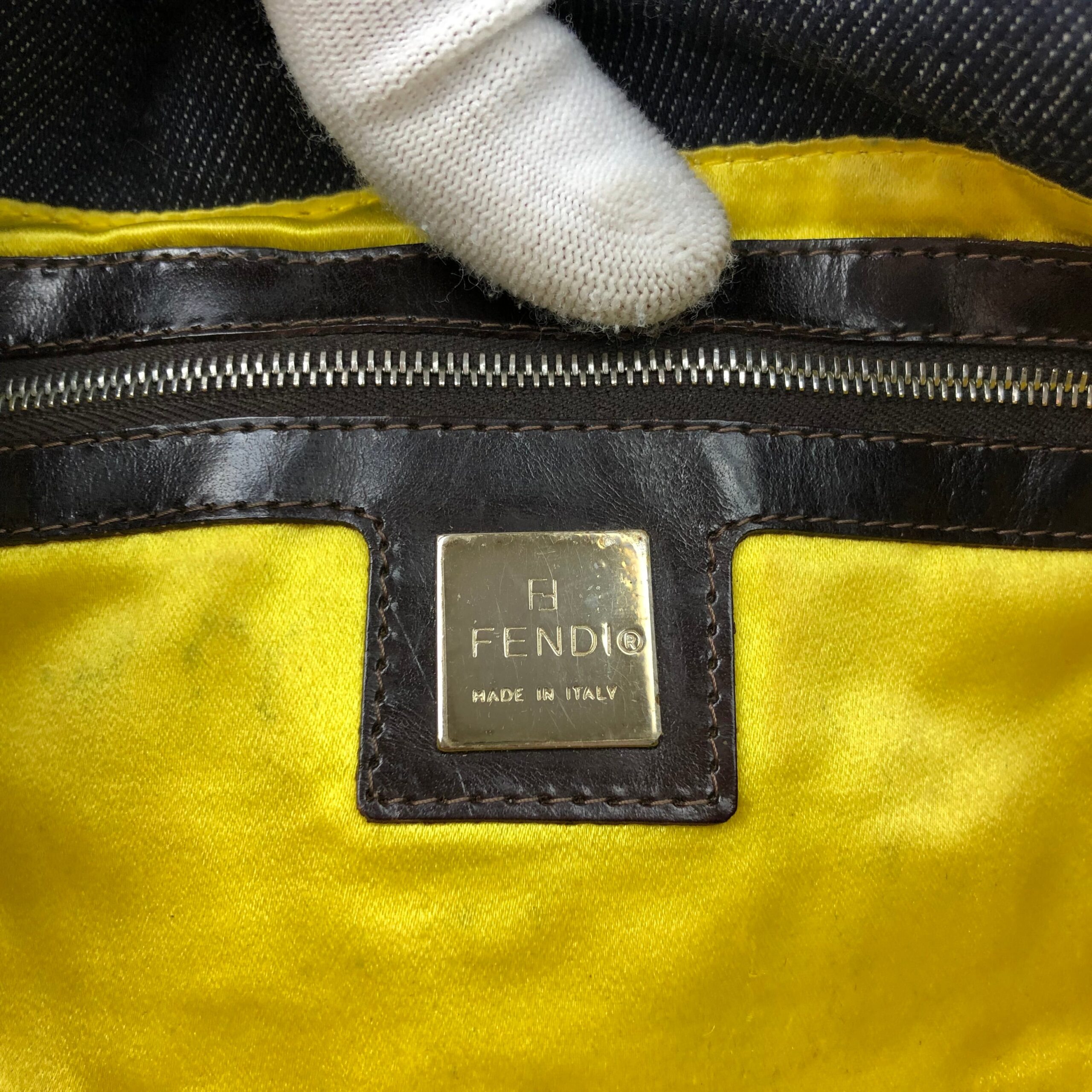 FENDI DENIM BEADED BAGUETTE SHOULDER BAG - Image 10