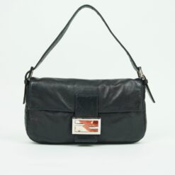 FENDI LEATHER BAGUETTE WITH MARBLE BUCKLE
