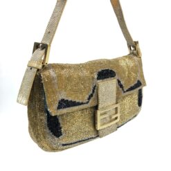 Alternative view of FENDI BEADED GOLD BAGUETTE BAG