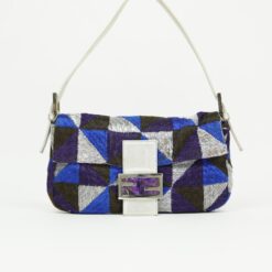 FENDI GEOMETRIC EMBROIDERED BAGUETTE WITH MARBLE BUCKLE
