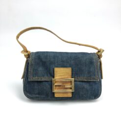 Alternative view of FENDI DENIM BAGUETTE BAG WITH EXOTIC LIZARD DETAILING