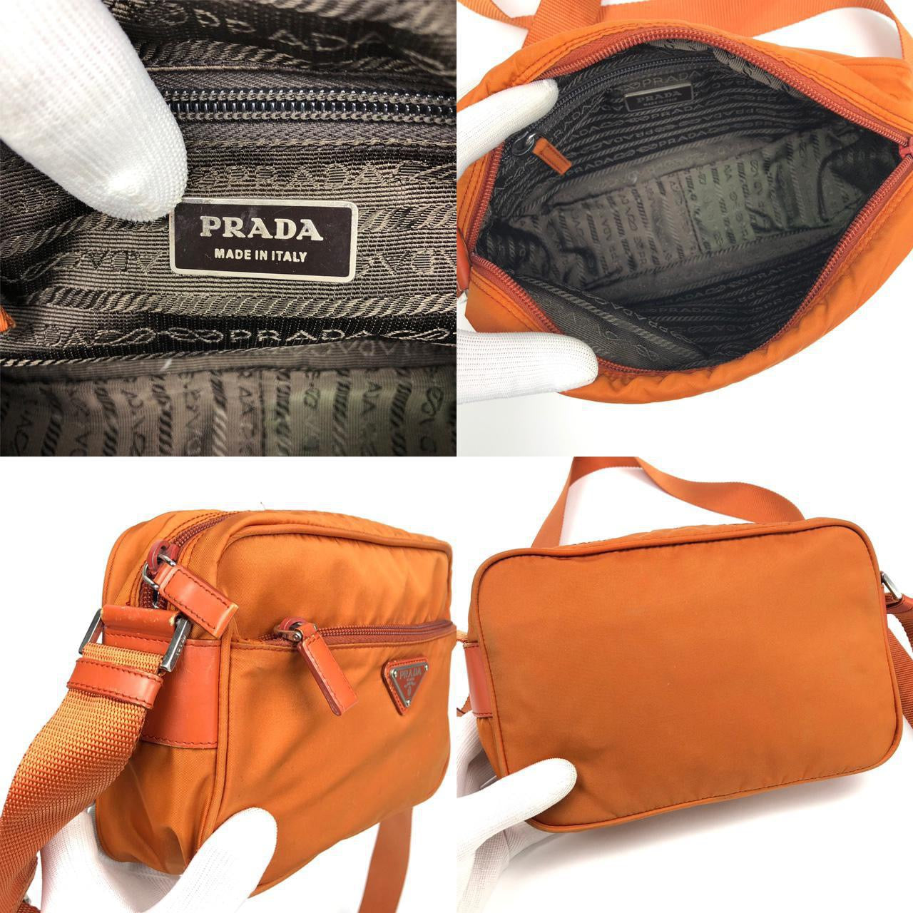 PRADA NYLON BURNT ORANGE CROSSBODY BAG - Image 4