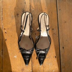Alternative view of CHANEL LOGO BOW SLING-BACK MULE HEELS - UK 3 / US 5 / EU 36