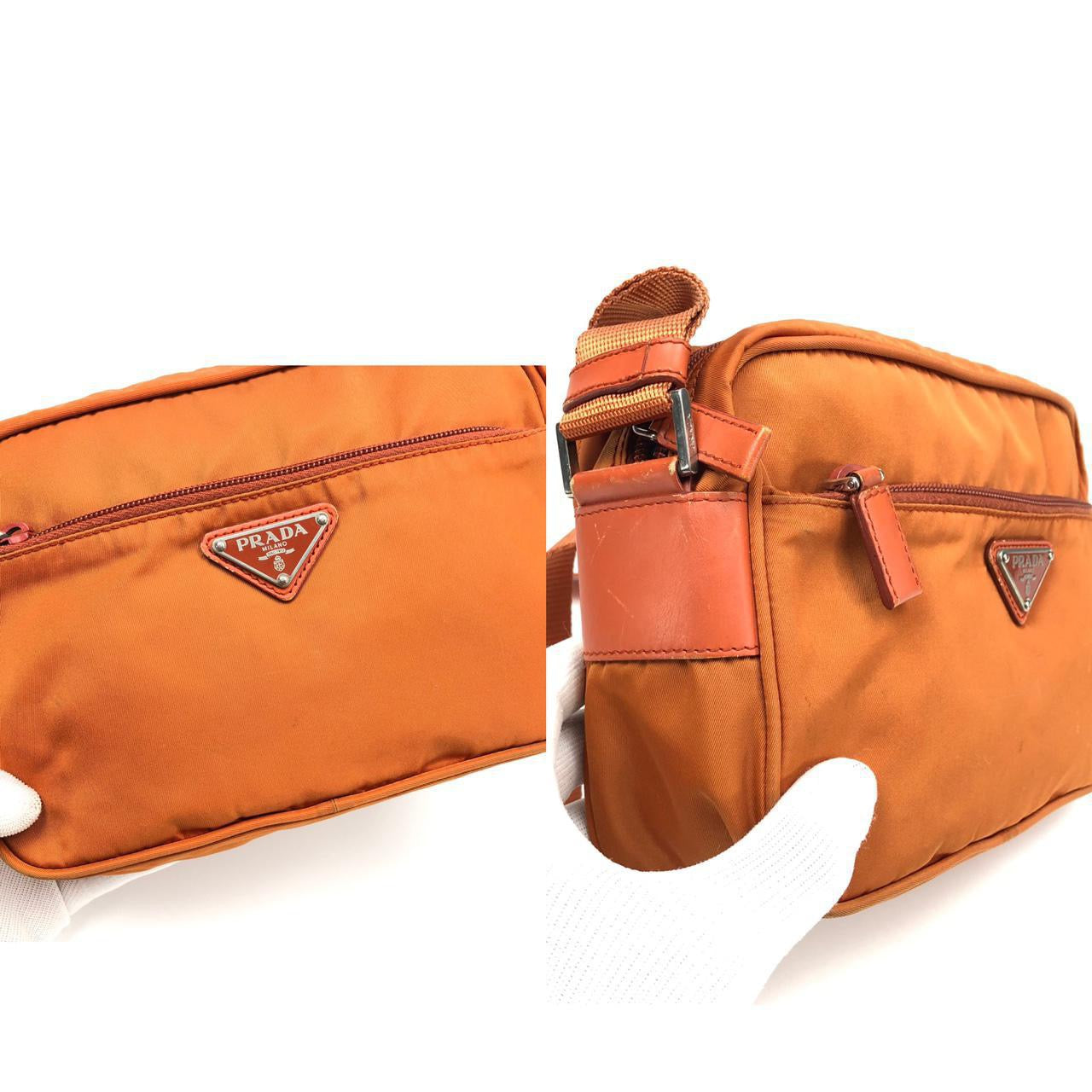 PRADA NYLON BURNT ORANGE CROSSBODY BAG - Image 3