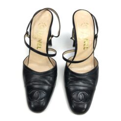 Alternative view of CHANEL LOGO SLING-BACK MULE HEELS -  UK 4 / US 6 / EU 37