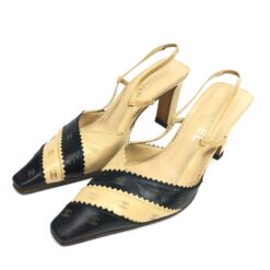 CHANEL LOGO SLING-BACK MULE HEELS -  UK 4, US 6, EU 37