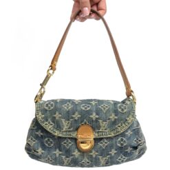 LOUIS VUITTON PLEATY PM BLUE DENIM SHOULDER BAG