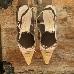 Alternative view of CHANEL LOGO BOW SLING-BACK MULE HEELS -  UK 2.5 / US 4.5 / EU 35.5