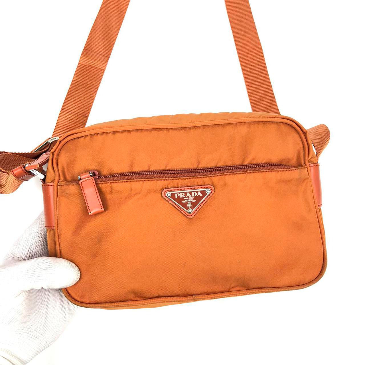 PRADA NYLON BURNT ORANGE CROSSBODY BAG - Image 2