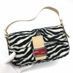 Alternative view of FENDI FLUFFY ZEBRA BAGUETTE SHOULDER BAG