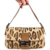 FENDI LEOPARD CALF HAIR BAGUETTE SHOULDER BAG