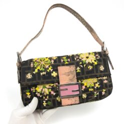 Alternative view of FENDI ZUCCA BEADED BAGUETTE BAG WITH EXOTIC LIZARD DETAILING