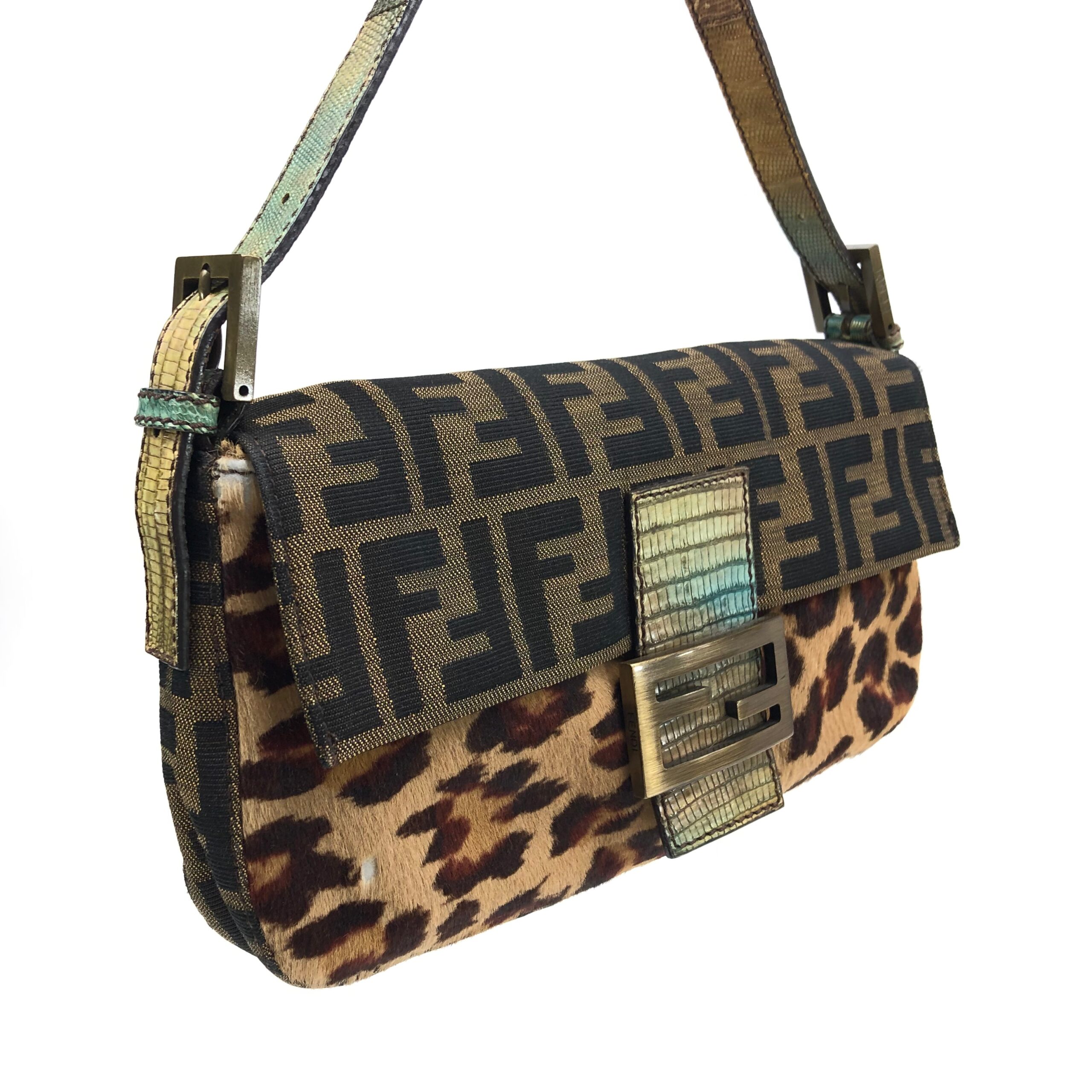 FENDI LEOPARD PONY HAIR ZUCCA BAGUETTE BAG - Image 3