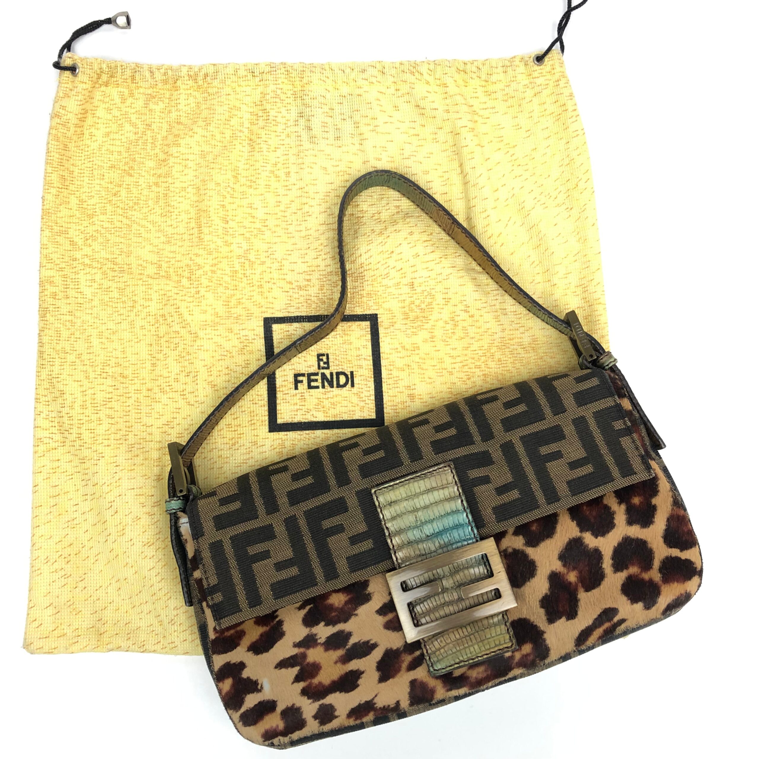 FENDI LEOPARD PONY HAIR ZUCCA BAGUETTE BAG - Image 8