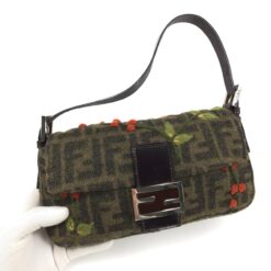 Alternative view of FENDI ZUCCA CASHMERE WOOL BAGUETTE SHOULDER BAG