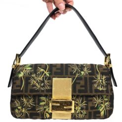 FENDI ZUCCA FLORAL BAGUETTE BAG
