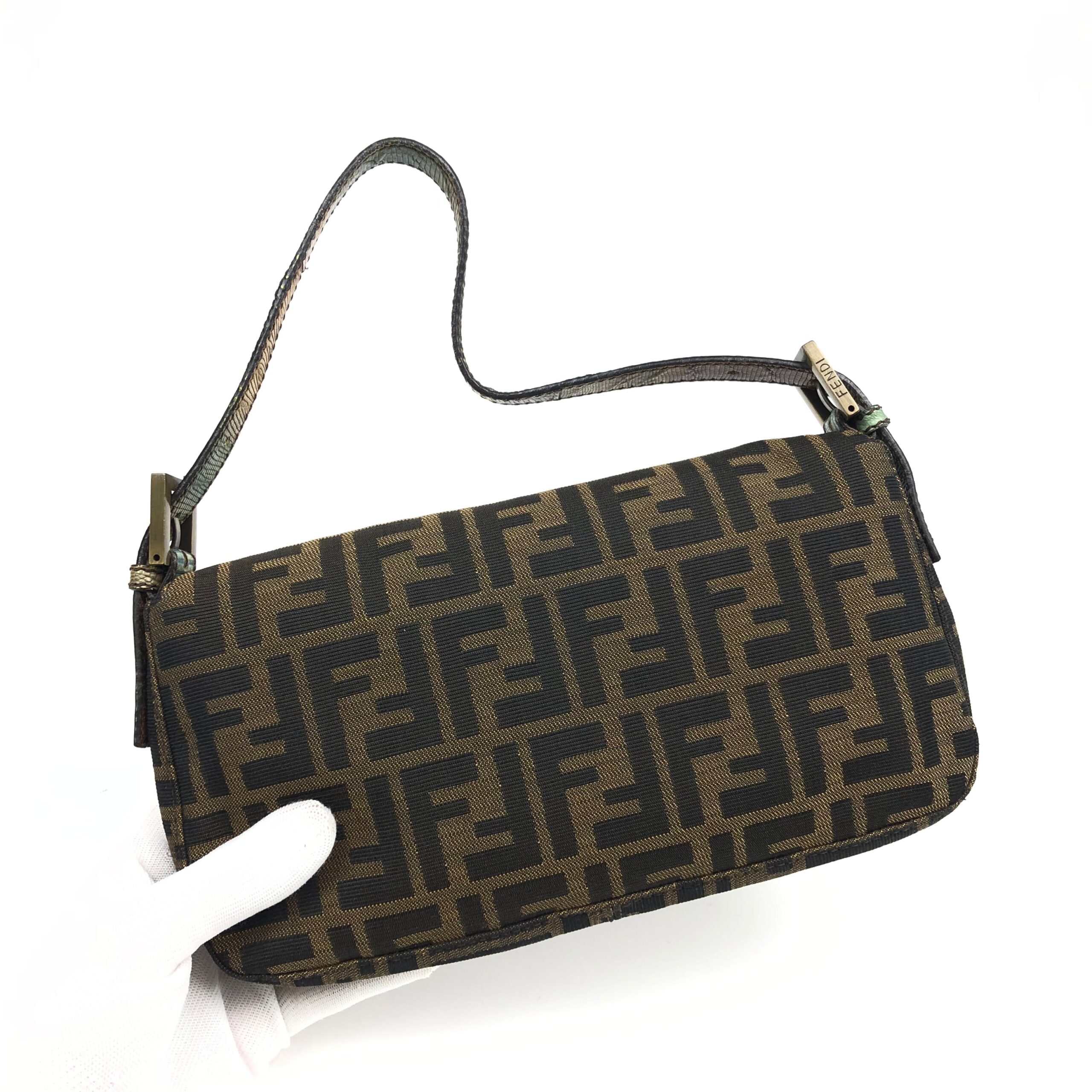 FENDI LEOPARD PONY HAIR ZUCCA BAGUETTE BAG - Image 5