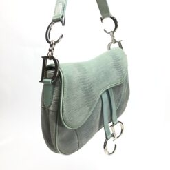 Alternative view of CHRISTIAN DIOR EXOTIC SOFT LIZARD LEATHER DOUBLE SADDLE BAG IN DUCK EGG BLUE